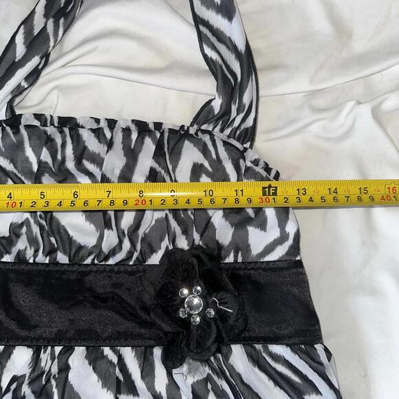 Y2K Zebra Ruffle Halter Top Rework - Picture 5 of 6